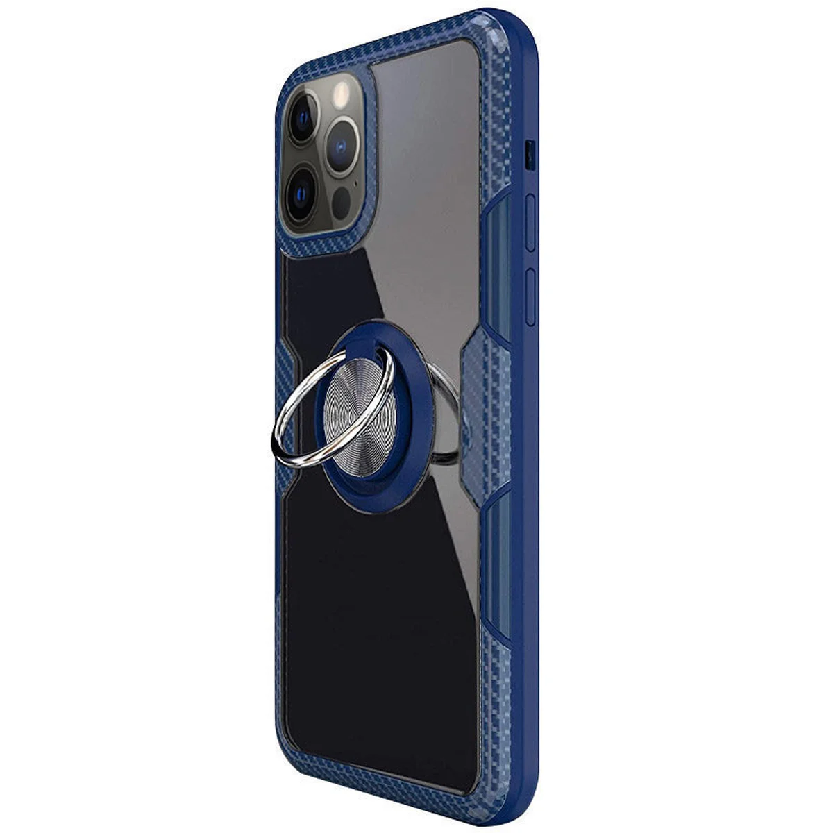 TPU+PC чехол Deen CrystalRing for Magnet (opp) для Apple iPhone 13 Pro (6.1") Бесцветный / Темно-синий