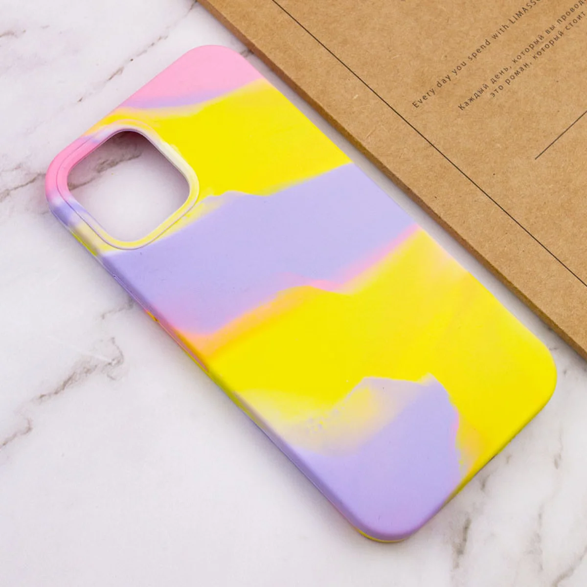 Чохол Silicone case full Aquarelle для Apple iPhone 13 Pro (6.1") Бузково-жовтий