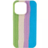 Чехол Silicone case Full Braided для Apple iPhone 13 Pro (6.1") Мятный / Голубой