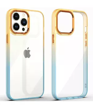 Чехол TPU+PC Fresh sip series для Apple iPhone 13 Pro (6.1") Бирюзовый / Оранжевый