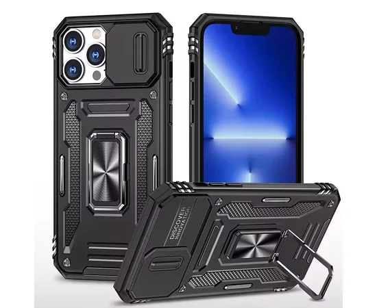 Ударопрочный чехол Camshield Army Ring для Apple iPhone 13 Pro (6.1") Черный / Black