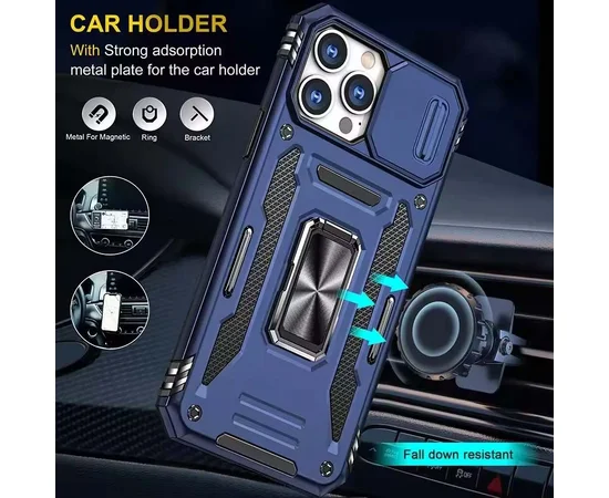 Ударопрочный чехол Camshield Army Ring для Apple iPhone 13 Pro (6.1") Синий / Navy