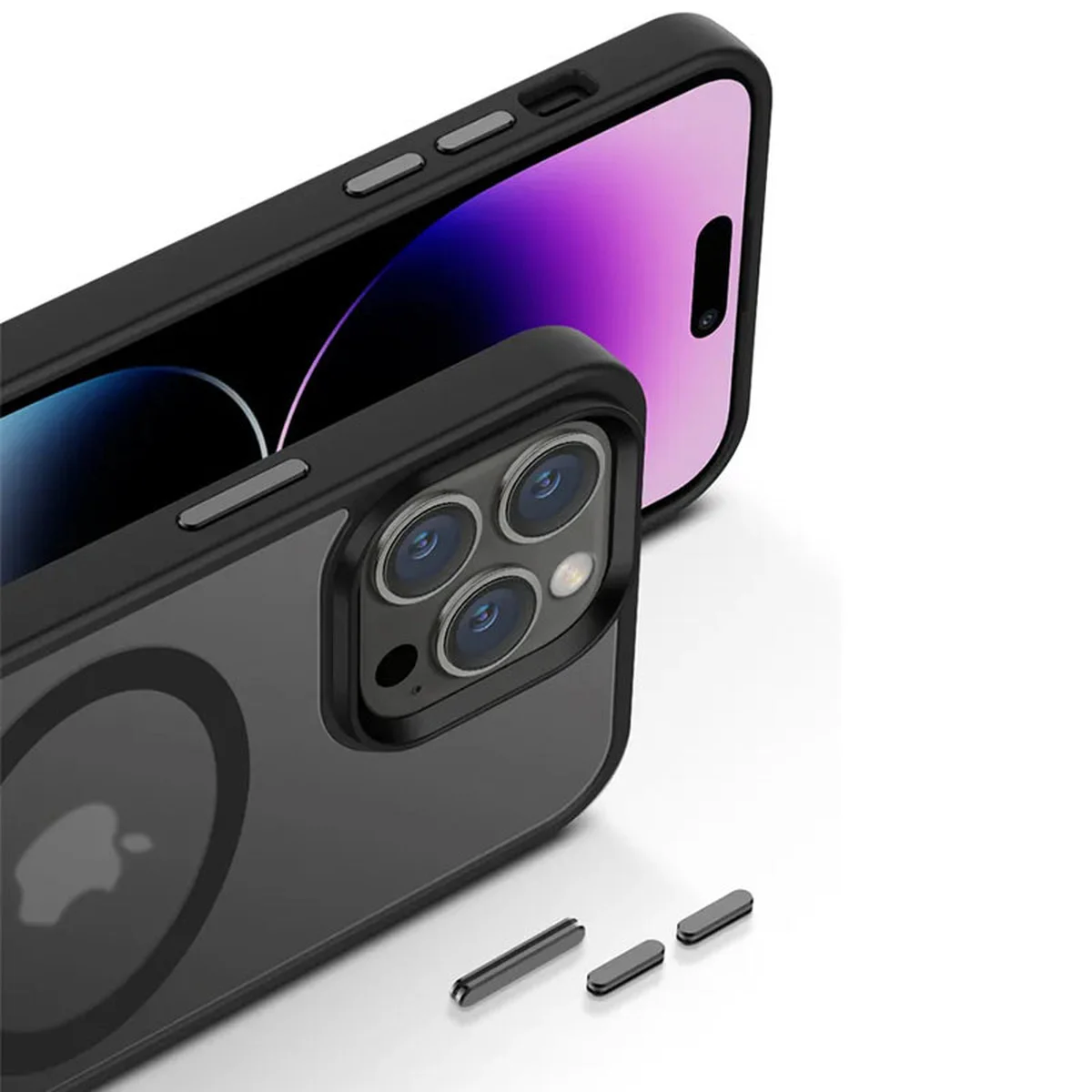 TPU+PC чехол Metal Buttons with MagSafe Colorful для Apple iPhone 13 Pro (6.1") Черный