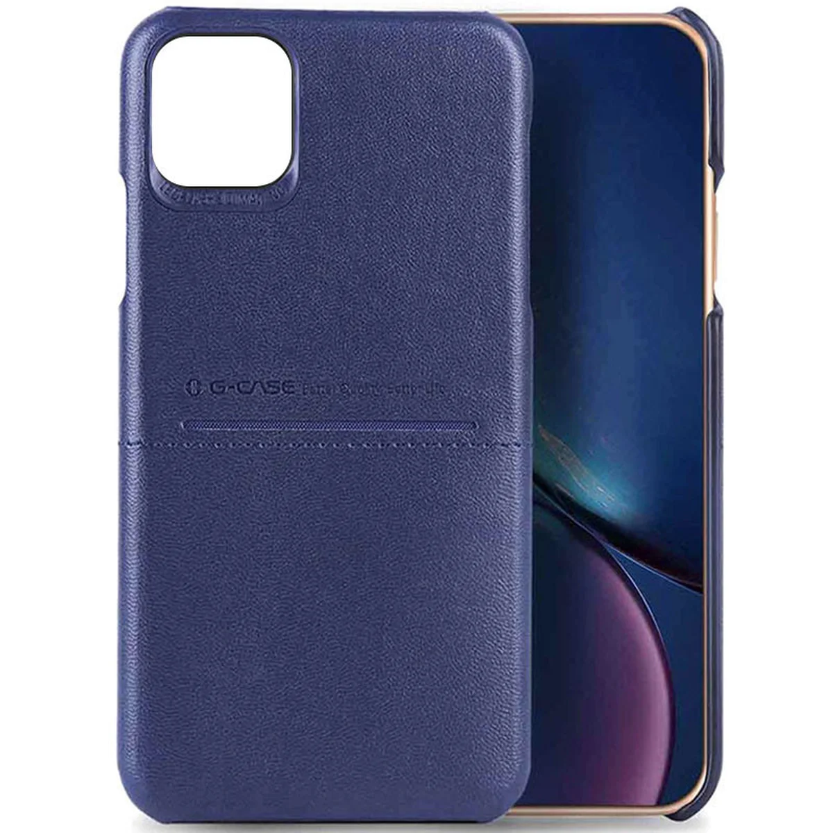 Кожаная накладка G-Case Cardcool Series для Apple iPhone 13 Pro (6.1") Синий