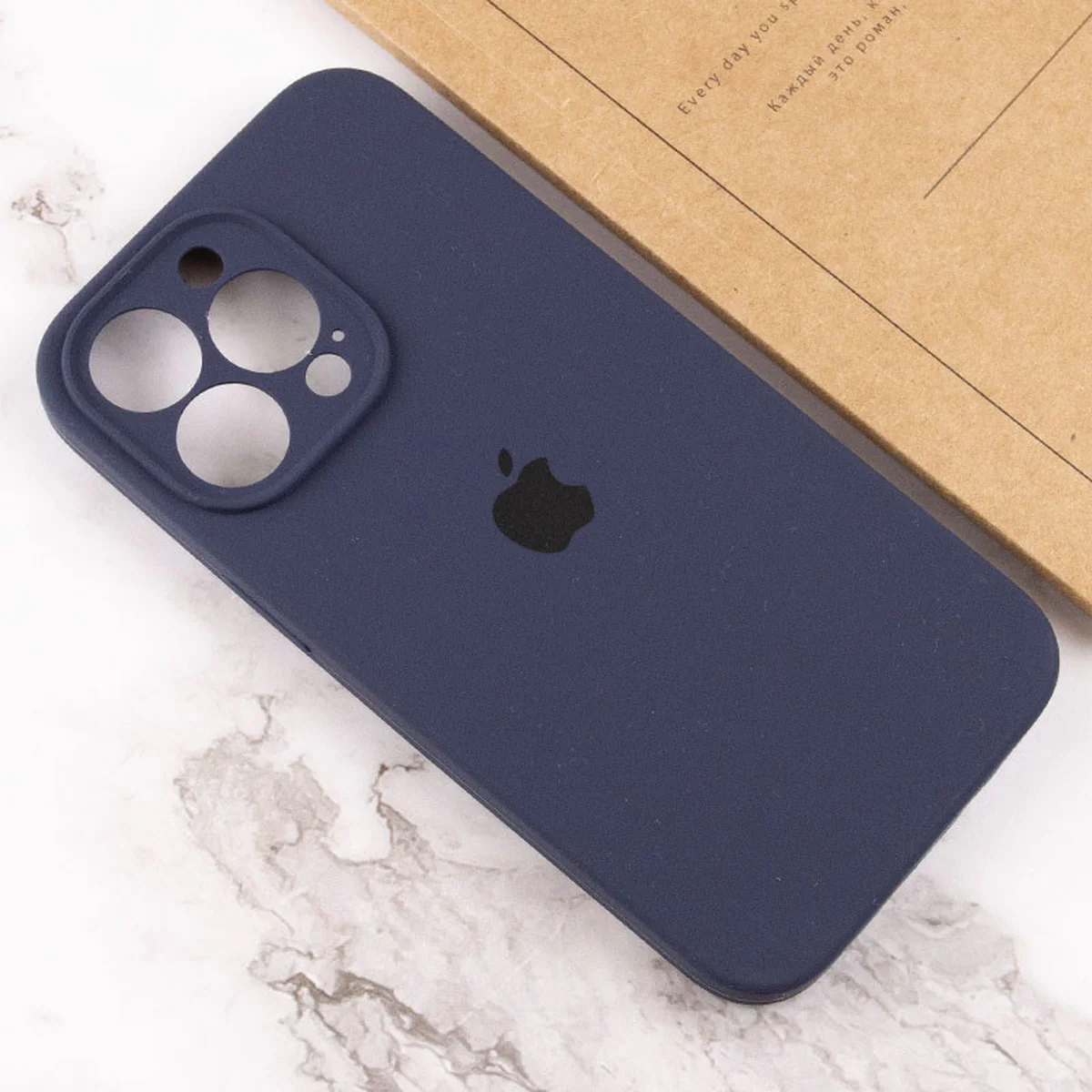 Чехол Silicone Case Full Camera Protective (AA) для Apple iPhone 13 Pro (6.1") Темно-синий / Midnight blue / PVH