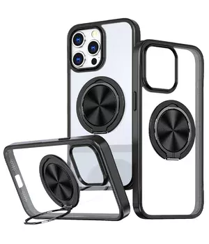 TPU+PC чохол Metal Ring with MagSafe для Apple iPhone 13 Pro (6.1") Чорний