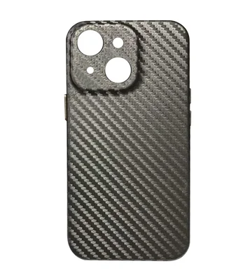 Шкіряний чохол Leather Case Carbon series для Apple iPhone 13 (6.1") Сірий