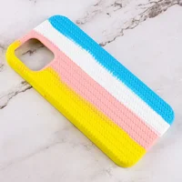 Чехол Silicone case Full Braided для Apple iPhone 13 (6.1") Желтый / Голубой