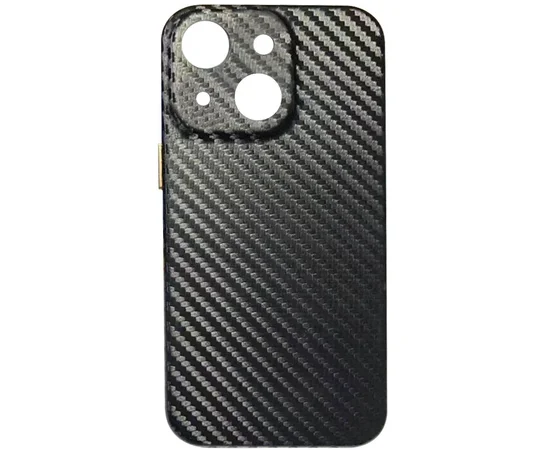 Кожаный чехол Leather Case Carbon series для Apple iPhone 13 (6.1") Черный