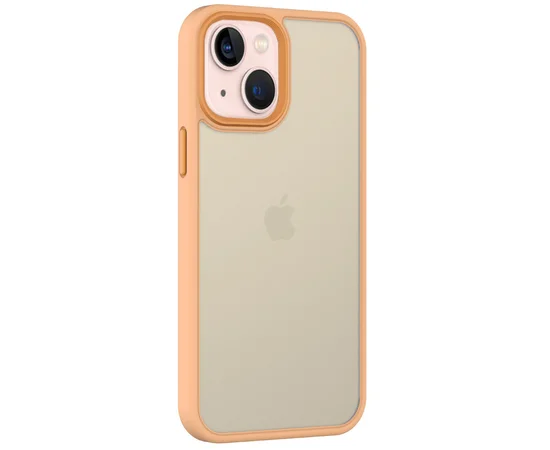 TPU+PC чехол Metal Buttons для Apple iPhone 13 (6.1") Персиковый