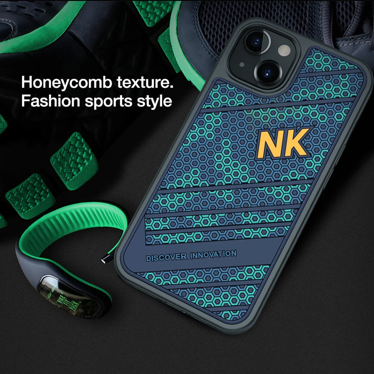 TPU+PC чехол Nillkin Striker для Apple iPhone 13 (6.1") Blue / Green