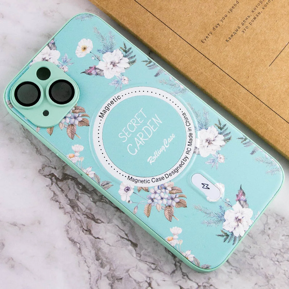 TPU+PC чохол Secret Garden with MagSafe для Apple iPhone 13 (6.1") Mint