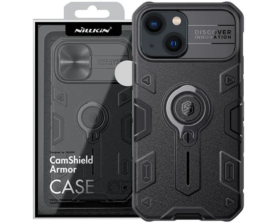 TPU+PC чехол Nillkin CamShield Armor no logo (шторка на камеру) для Apple iPhone 13 (6.1") Черный