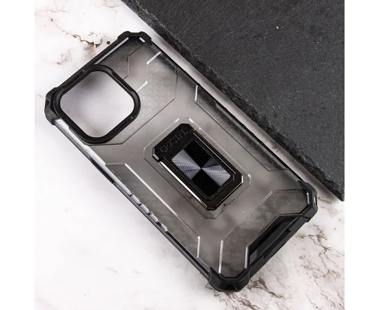 Ударопрочный чехол Transformer CrystalRing для Apple iPhone 13 (6.1") Черный + Прозрачный / Черный