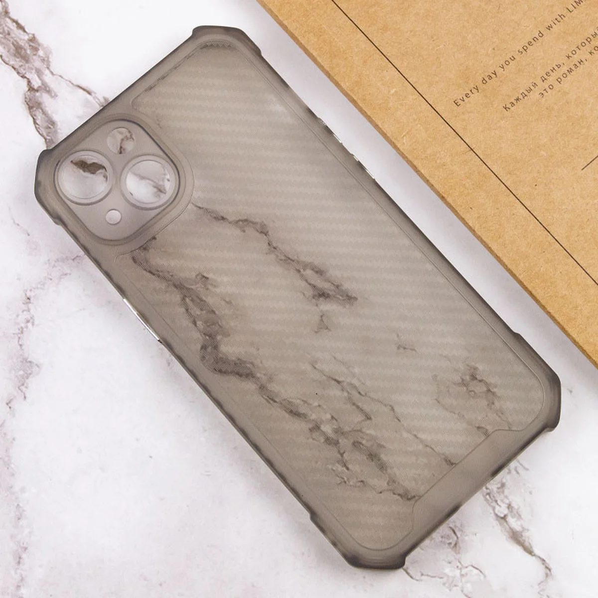 Чохол TPU Ease Carbon для Apple iPhone 13 (6.1") Чорний / Прозорий