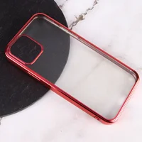 Прозрачный силиконовый чехол глянцевая окантовка Full Camera для Apple iPhone 13 (6.1") Красный