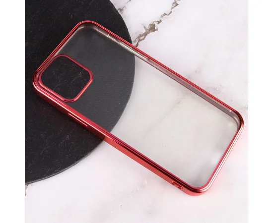 Прозрачный силиконовый чехол глянцевая окантовка Full Camera для Apple iPhone 13 (6.1") Красный