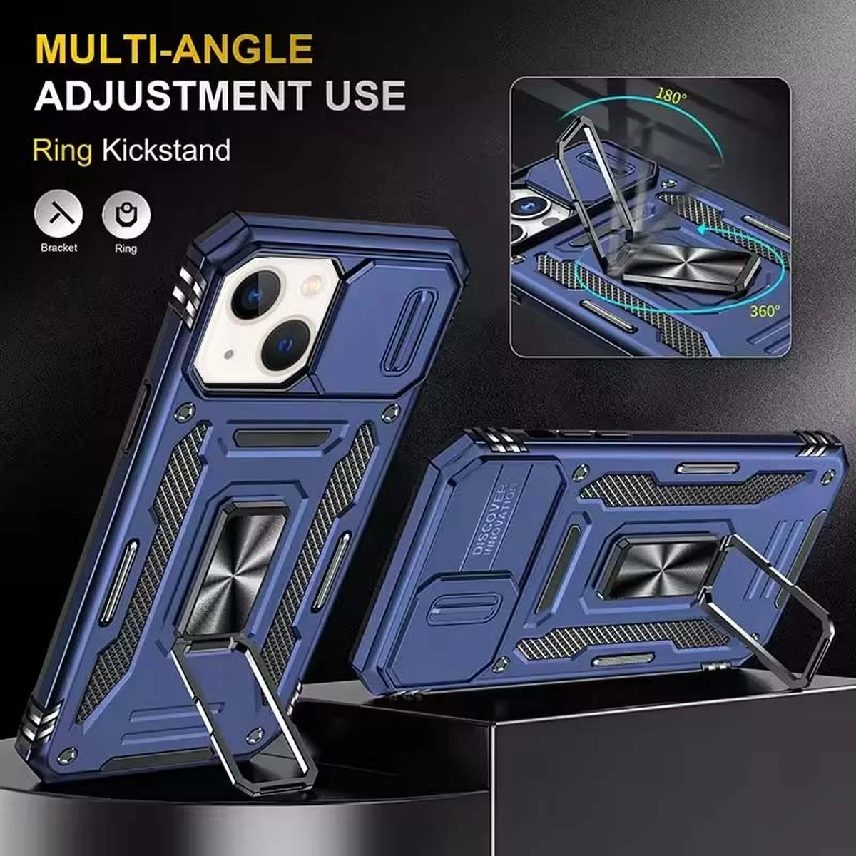 Ударопрочный чехол Camshield Army Ring для Apple iPhone 13 (6.1") Синий / Navy