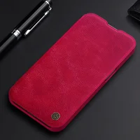 Шкіряний чохол (книга) Nillkin Qin Pro Camshield для Apple iPhone 13 (6.1") Червоний