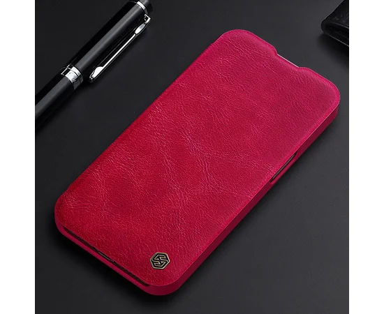 Кожаный чехол (книжка) Nillkin Qin Pro Camshield для Apple iPhone 13 (6.1") Красный