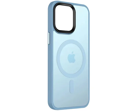 TPU+PC чехол Metal Buttons with MagSafe Colorful для Apple iPhone 13 (6.1") Голубой