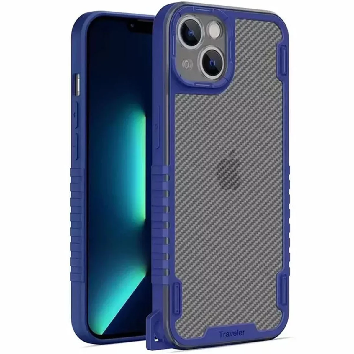 Чохол TPU+PC TRAVEL Carbon для Apple iPhone 13 (6.1") Синій