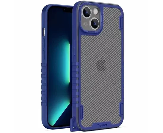 Чехол TPU+PC TRAVEL Carbon для Apple iPhone 13 (6.1") Синий