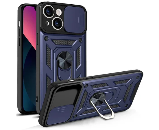 Чехол Ummi Camshield Serge Ring для Apple iPhone 13 (6.1") Синий