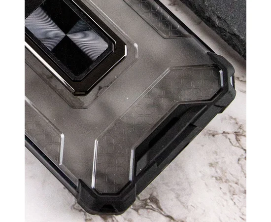 Ударопрочный чехол Transformer CrystalRing для Apple iPhone 13 (6.1") Черный + Прозрачный / Черный