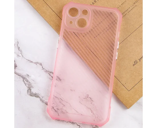 Чехол TPU Ease Carbon color series для Apple iPhone 13 (6.1") Розовый / Прозрачный