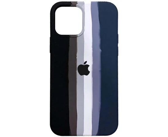 Чехол Silicone case Full Rainbow для Apple iPhone 13 (6.1") Черный / Синий