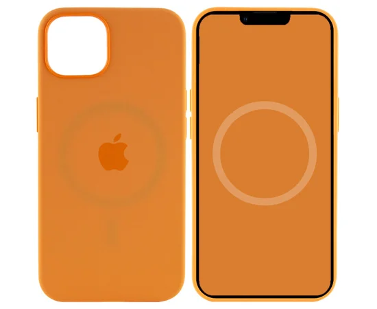 Чехол Silicone case (AAA) full with Magsafe and Animation для Apple iPhone 13 (6.1") Оранжевый / Marigold