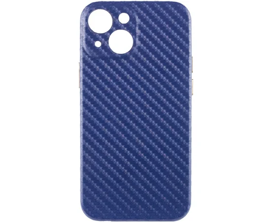 Кожаный чехол Leather Case Carbon series для Apple iPhone 13 (6.1") Синий