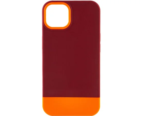 Чехол TPU+PC Bichromatic для Apple iPhone 13 (6.1") Brown burgundy / Orange