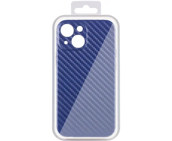 Кожаный чехол Leather Case Carbon series для Apple iPhone 13 (6.1") Синий