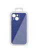 Кожаный чехол Leather Case Carbon series для Apple iPhone 13 (6.1") Синий