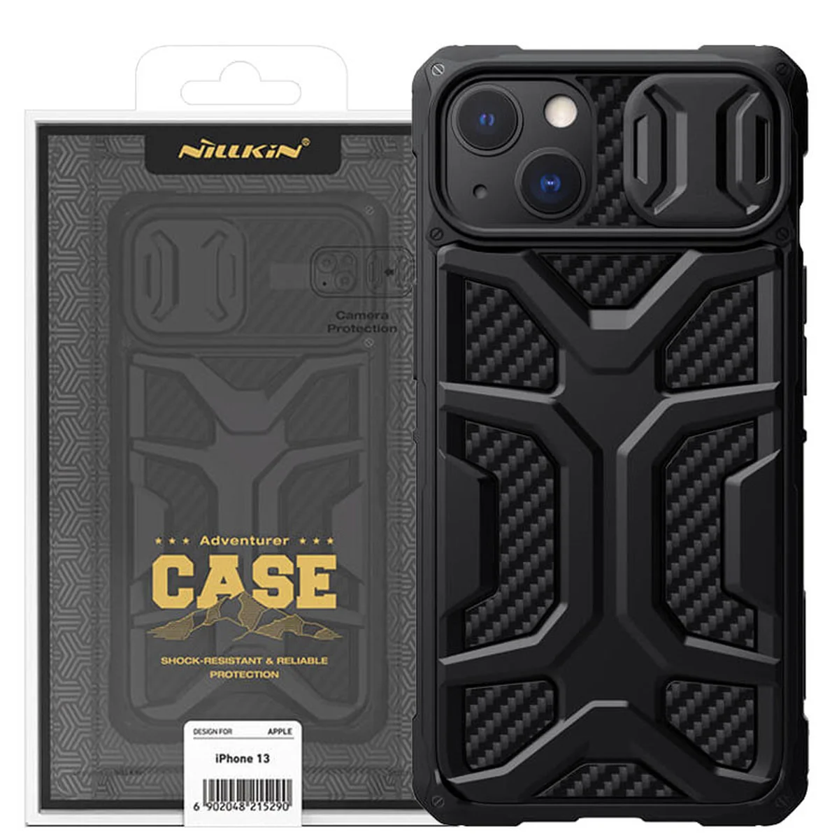 TPU+PC чехол Nillkin CamShield Adventurer (шторка на камеру) для Apple iPhone 13 (6.1") Черный