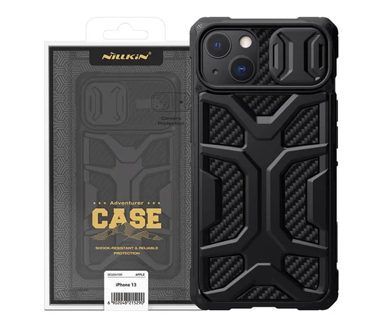 TPU+PC чехол Nillkin CamShield Adventurer (шторка на камеру) для Apple iPhone 13 (6.1") Черный