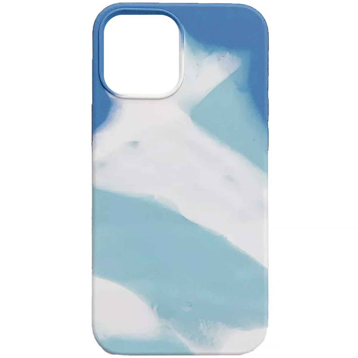Чохол Silicone case full Aquarelle для iPhone 13 (6.1") Бірюзово-білий