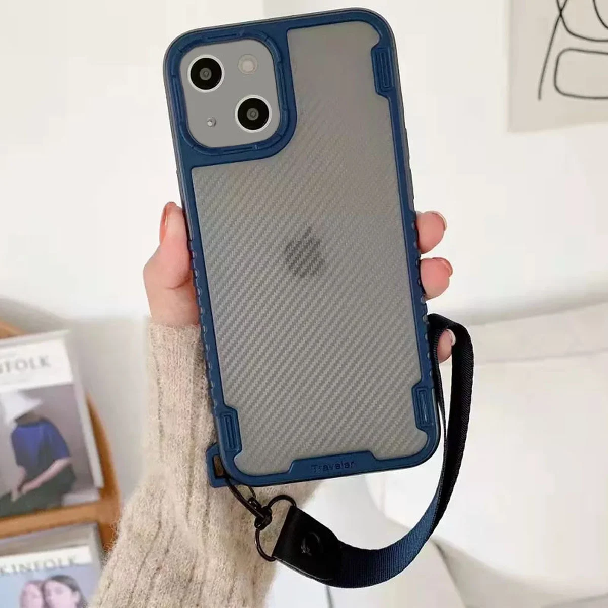 Чохол TPU+PC TRAVEL Carbon для Apple iPhone 13 (6.1") Синій