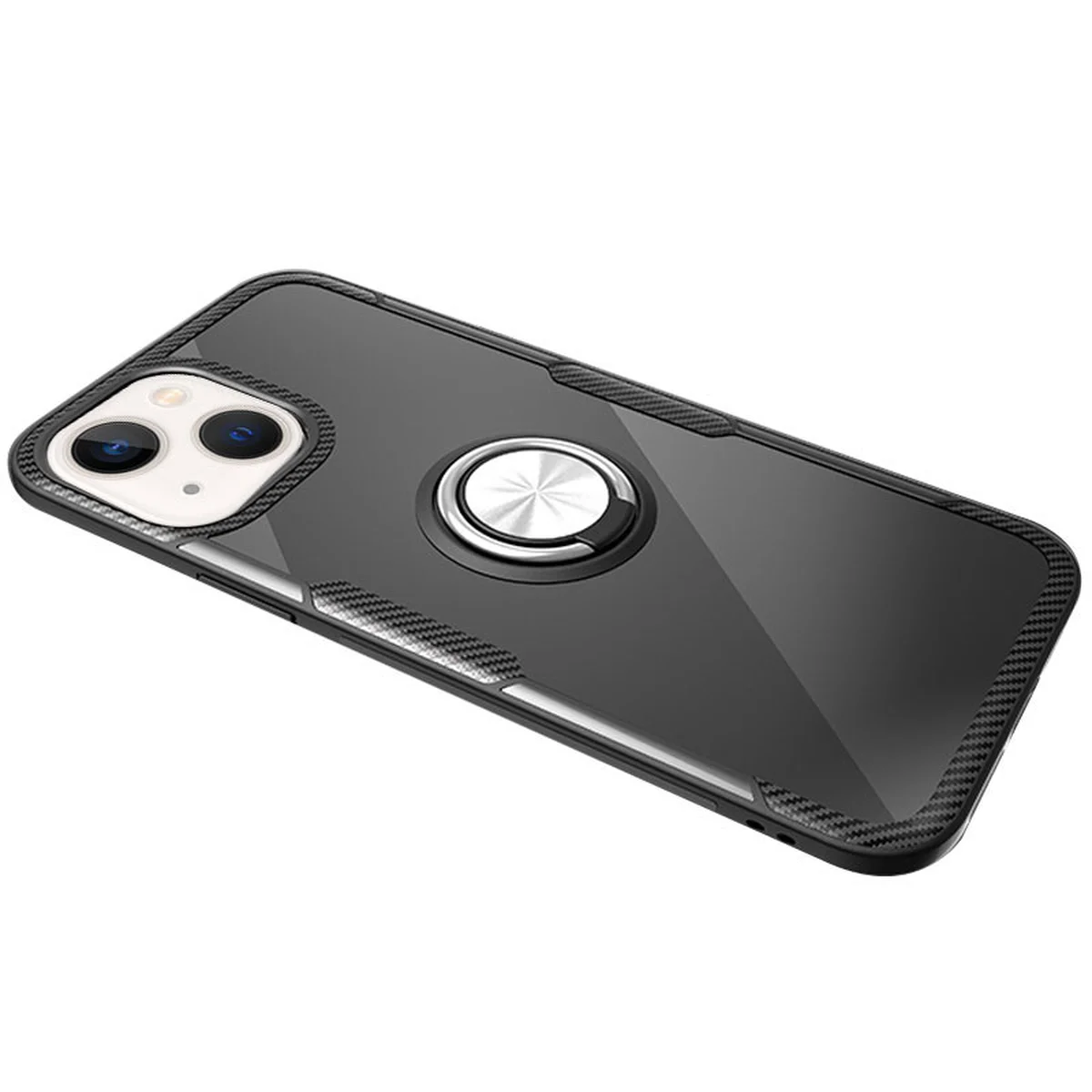 TPU+PC чехол Deen CrystalRing for Magnet (opp) для Apple iPhone 13 (6.1") Бесцветный / Черный