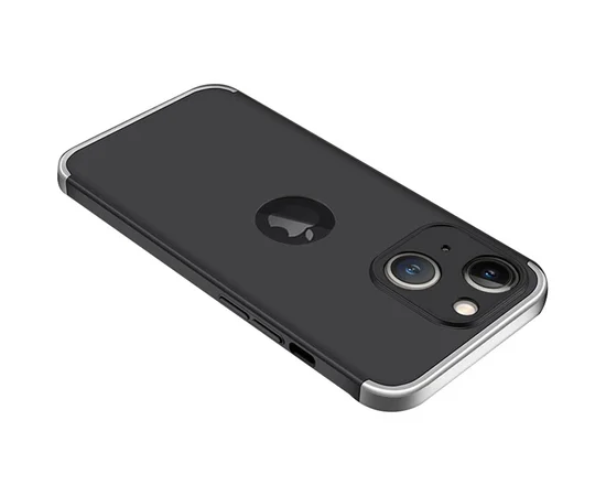 Пластиковая накладка GKK LikGus 360 градусов (opp) для Apple iPhone 13 (6.1") Черный / Серебряный
