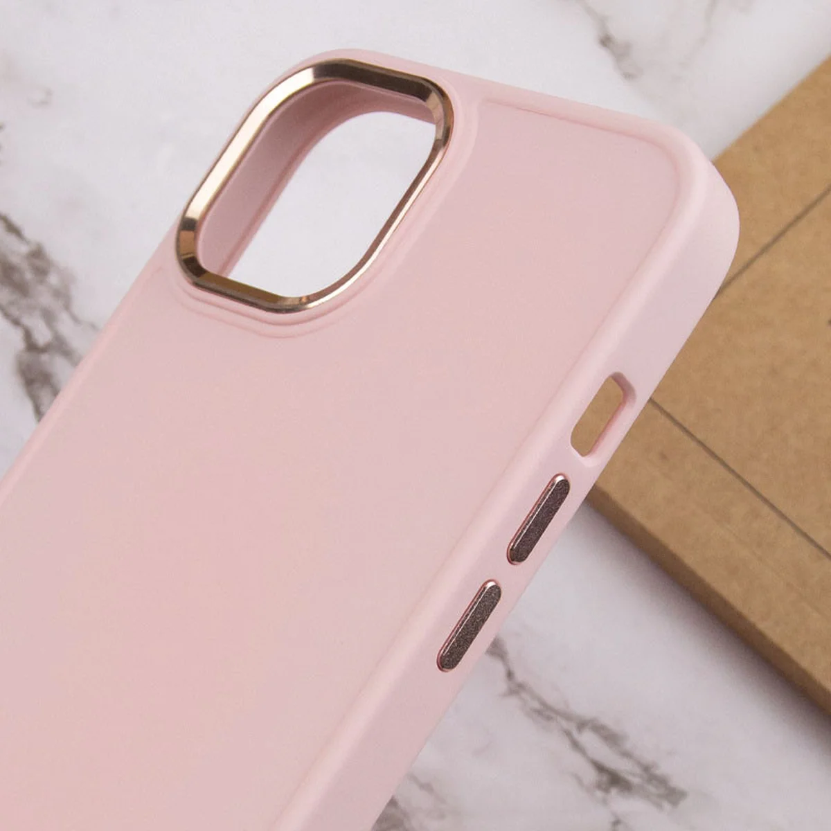 TPU чехол Bonbon Metal Style для Apple iPhone 13 (6.1") Розовый / Light pink