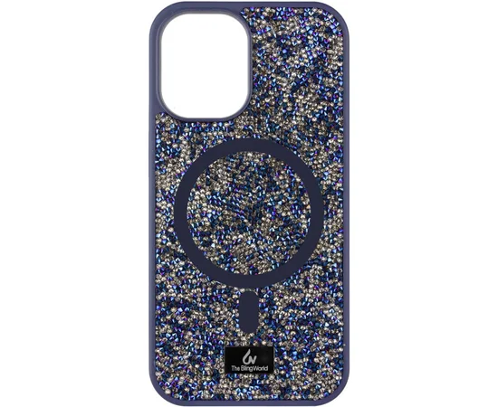 TPU чехол Bling World Rock Diamond with MagSafe для Apple iPhone 13 (6.1") Navy Blue