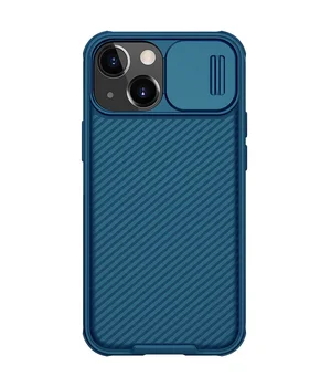 Карбонова накладка Nillkin Camshield (шторка на камеру) Apple iPhone 13 (6.1") Синій / Blue
