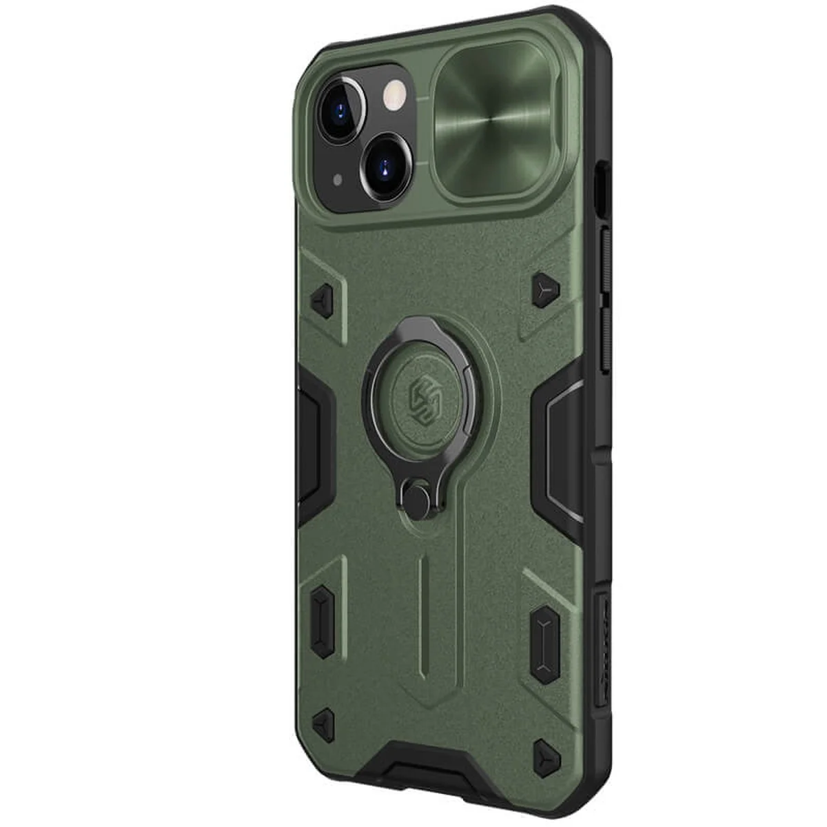 TPU+PC чехол Nillkin CamShield Armor no logo (шторка на камеру) для Apple iPhone 13 (6.1") Зеленый