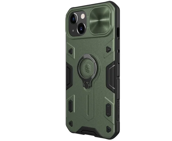 TPU+PC чехол Nillkin CamShield Armor no logo (шторка на камеру) для Apple iPhone 13 (6.1") Зеленый