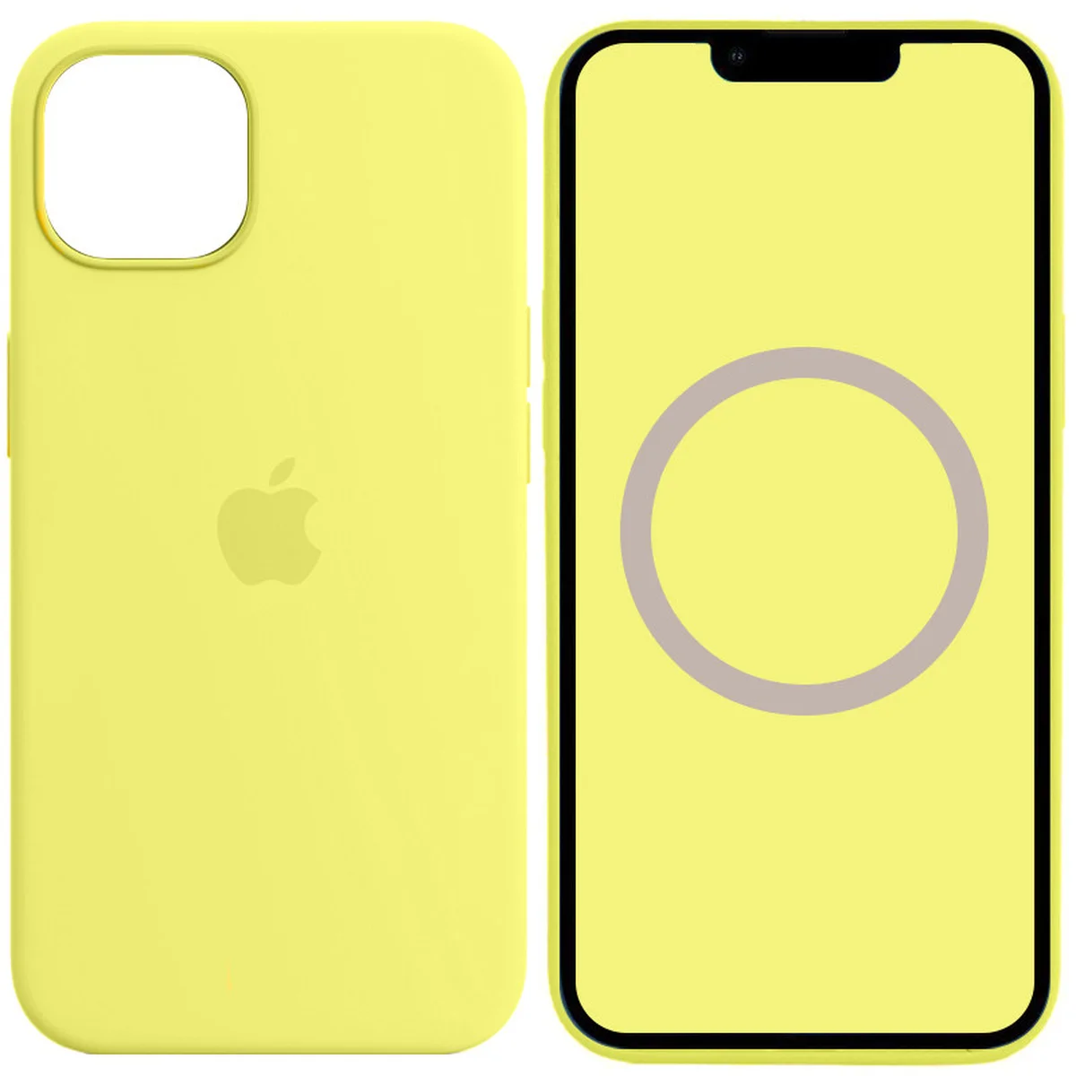 Чехол Silicone case (AAA) full with Magsafe and Animation для Apple iPhone 13 (6.1") Желтый / Lemon Zest