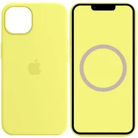 Чехол Silicone case (AAA) full with Magsafe and Animation для Apple iPhone 13 (6.1") Желтый / Lemon Zest