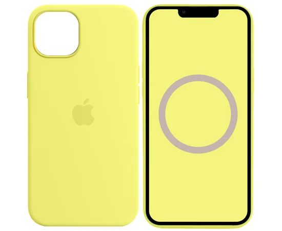 Чехол Silicone case (AAA) full with Magsafe and Animation для Apple iPhone 13 (6.1") Желтый / Lemon Zest